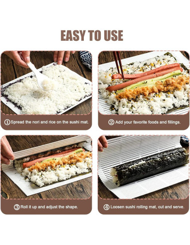 Juego de 4 Esteras para Sushi LIOUCBD Antiadherente