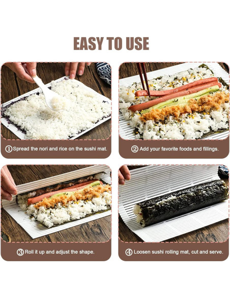 Juego de 4 Esteras para Sushi LIOUCBD Antiadherente