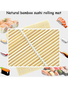 Estera de Sushi de Bambú Wtpncil - 4 Piezas Natural 2