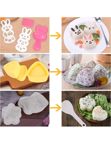 10 Moldes de Onigiri Machomby - Sushi Triangular y Animal