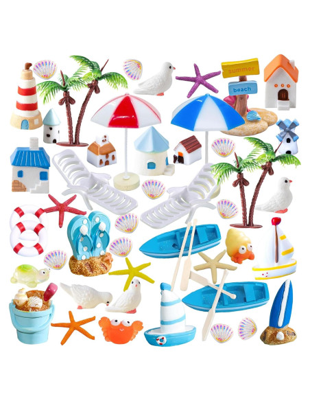 50 Accesorios de Jardín de Hadas RFSRZ Miniaturas Playa