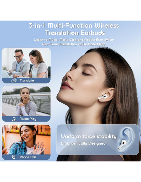 Auriculares de Traducción AI Lisiearoo 144 Idiomas Bluetooth 5.4