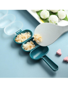 Molde de Bola de Arroz Qintreesify Azul 3 Cavidades Antiadherente 2