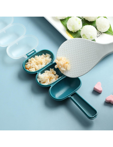 Molde de Bola de Arroz Qintreesify Azul 3 Cavidades Antiadherente