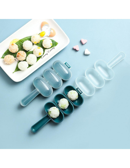 Molde de Bola de Arroz Qintreesify Azul 3 Cavidades Antiadherente