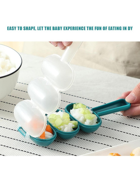 Molde de Bola de Arroz Qintreesify Azul 3 Cavidades Antiadherente