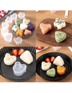 Kit de Moldes para Bolas de Arroz Ncozwo 8 Pcs - Triángulo, Corazón, Flor 2