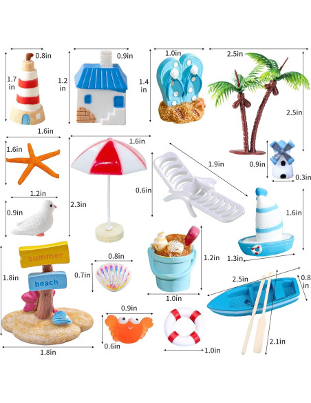 50 Accesorios de Jardín de Hadas RFSRZ Miniaturas Playa