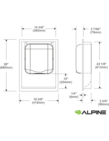 Kit de Receso Acero Inoxidable Alpine 66x41x8.5 cm