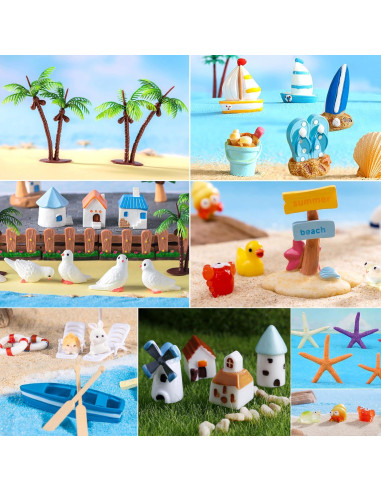 50 Accesorios de Jardín de Hadas RFSRZ Miniaturas Playa