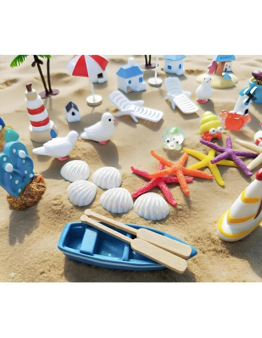 50 Accesorios de Jardín de Hadas RFSRZ Miniaturas Playa