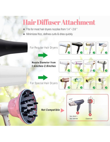 Difusor de Cabello Universal Orista Rosa 4.4 a 6.6 cm