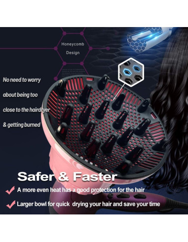 Difusor de Cabello Universal Orista Rosa 4.4 a 6.6 cm