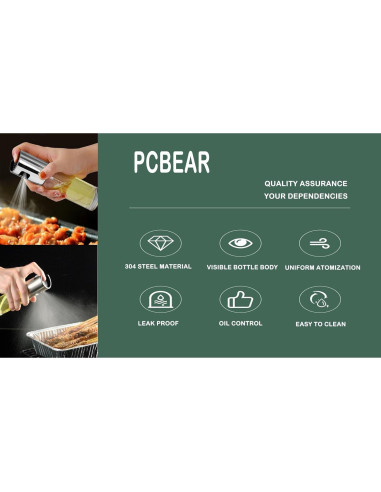 Rociador de Aceite PCBEAR 100ml Acero Inoxidable para Cocina