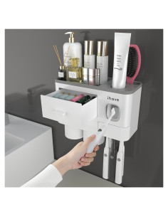 Soporte para Cepillos de Dientes iHave 2 Tazas Blanco