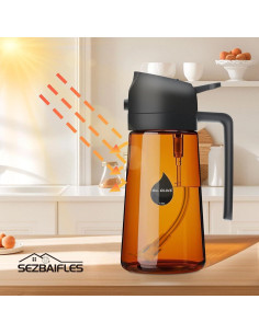 Rociador de Aceite 2 en 1 Sezbaifles 470ml Vidrio Marrón 2