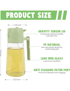 Rociador y dispensador de aceite Dzmbv 470 ml vidrio verde 2