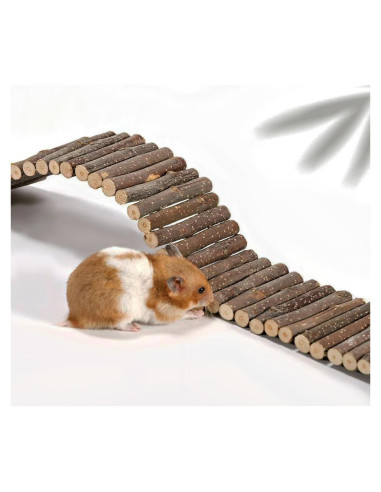 Puente de Escalera de Madera Natural para Hámster y Mascotas