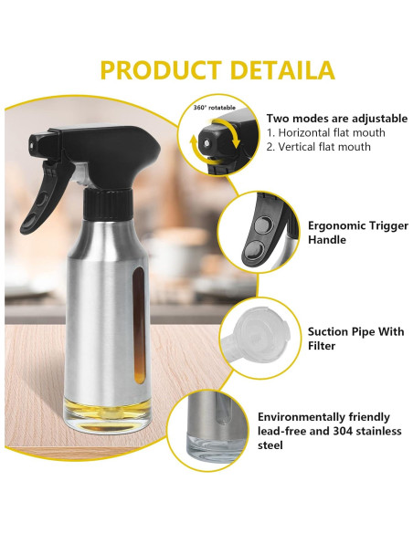 Botella Spray Aceite de Oliva 180ml Haiaoxonr Acero Inoxidable