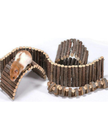 Puente de Escalera de Madera Natural para Hámster y Mascotas