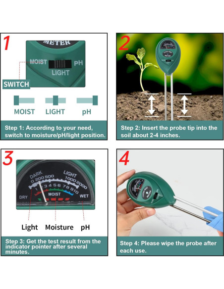 Medidor de Humedad del Suelo 3 en 1 Rngeo - 2 Paquetes
