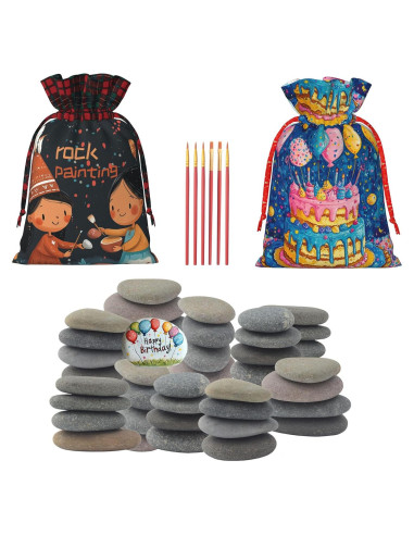 Juego de Pintura en Piedra XSSUUNN con 40 Piedras y 6 Pinceles