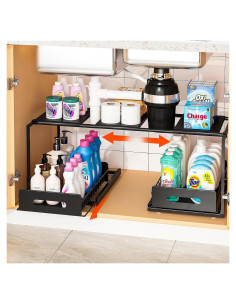 Organizador Expandible Bajo Fregadero REALINN 2 Niveles Negro