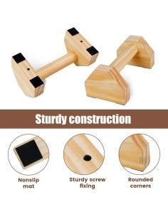 Soporte para Flexiones de Madera VMBQRTI Antideslizante 2