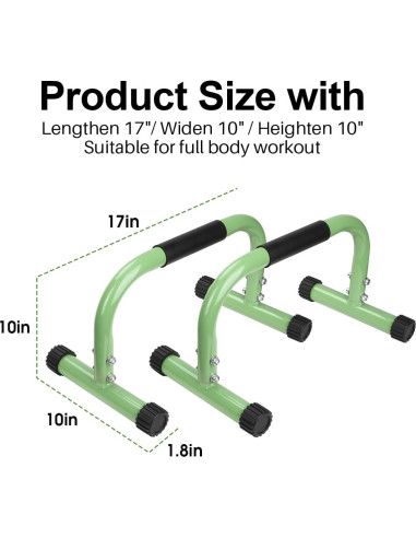Barras Parallettes AmazeFan Verde para Calistenia 42,67x25,4cm