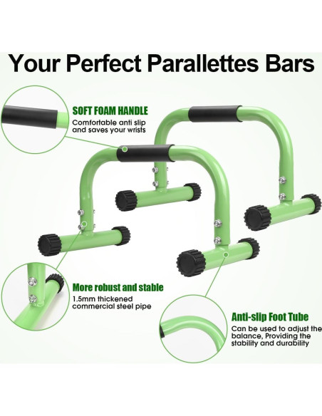 Barras Parallettes AmazeFan Verde para Calistenia 42,67x25,4cm