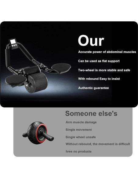 Rodillo Abdominal Pafal con Soporte para Codos y Rebote Automático