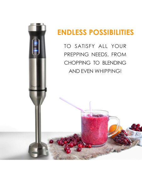 Batidora de Mano Inmersa Megachef MC-158C 4 en 1 300W Plata