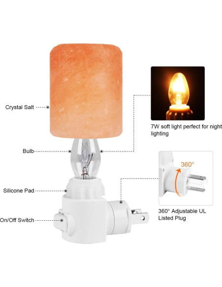 Lámpara de Sal del Himalaya Syntus 2 Piezas Luz Nocturna