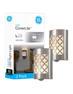 Luz Nocturna LED GE CoverLite 2 Paquete Níquel Marroquí