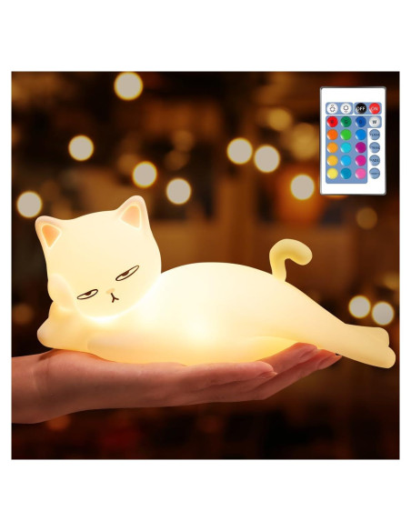 Lámpara de Noche Mubarek Gato 16 Colores Recargable USB