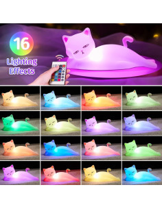 Lámpara de Noche Mubarek Gato 16 Colores Recargable USB 2