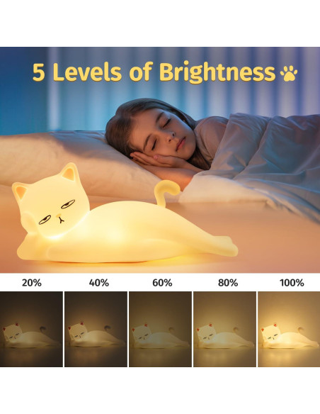 Lámpara de Noche Mubarek Gato 16 Colores Recargable USB