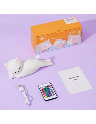 Lámpara de Noche Mubarek Gato 16 Colores Recargable USB