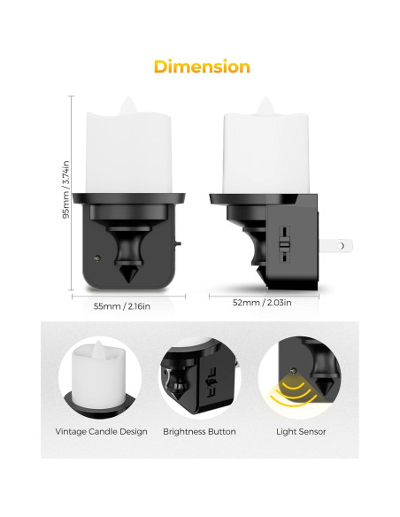 Luz Nocturna LED Briignite Enchufable 2 Piezas 100LM
