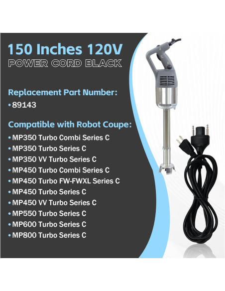 Cable de Alimentación 89143 para Batidoras Robot Coupe MP