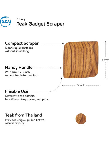 Raspadores de Madera de Teca FAAY - 2 Paquetes para Cocina