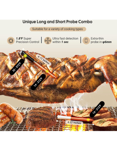 Termómetro de Carne Inalámbrico Inkbird WiFi 2 Sondas