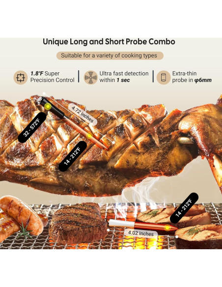 Termómetro de Carne Inalámbrico Inkbird WiFi 2 Sondas