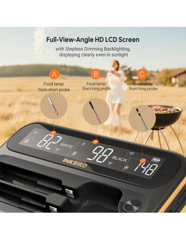 Termómetro de Carne Inalámbrico Inkbird WiFi 2 Sondas