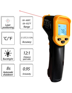 Termómetro Infrarrojo Digital GM50 Dongguan -50C a 500C 2