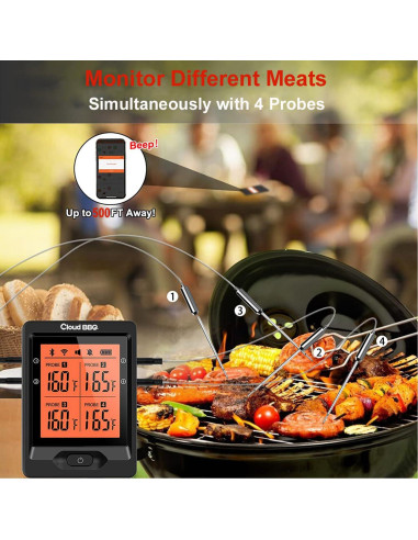 Termómetro Digital de Carne Cloud BBQ FS66N Bluetooth 152m