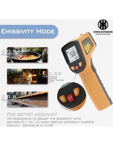 Termómetro Infrarrojo KNINE OUTDOORS Laser -50C a 600C