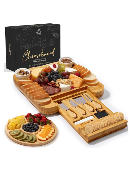 Tabla de Queso de Bambú Zulay Kitchen con 4 Cuchillos