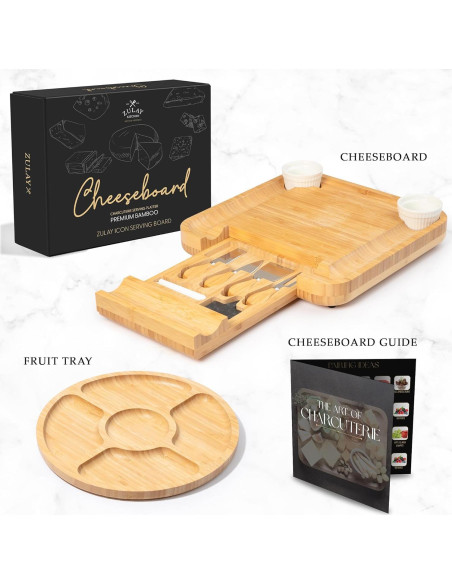 Tabla de Queso de Bambú Zulay Kitchen con 4 Cuchillos