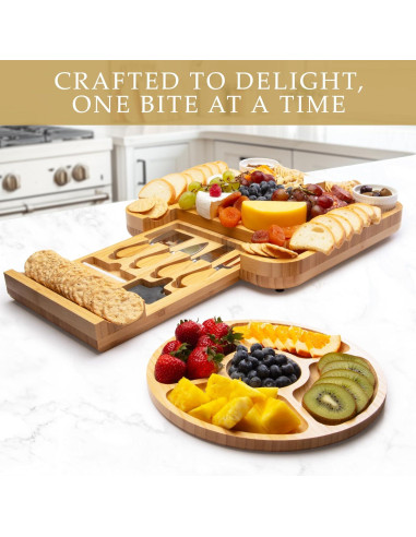 Tabla de Queso de Bambú Zulay Kitchen con 4 Cuchillos